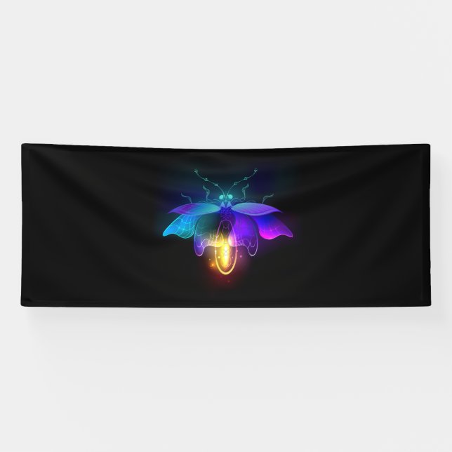 Neon Firefly auf schwarz Banner (Horizontal)