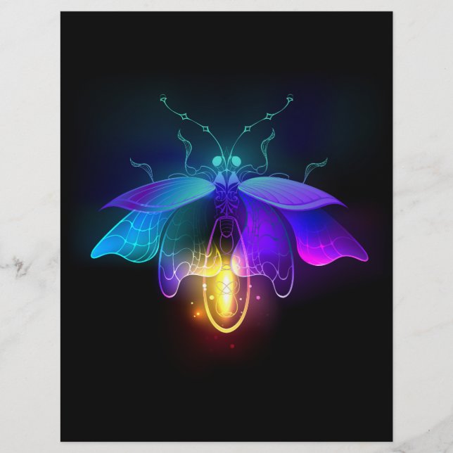 Neon Firefly auf schwarz Briefbogen (Vorderseite)
