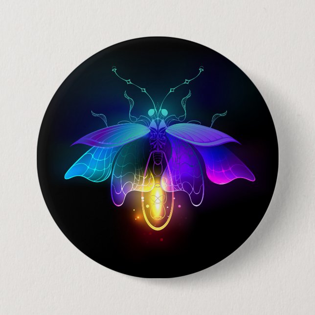 Neon Firefly auf schwarz Button (Vorderseite)