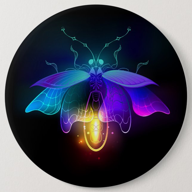 Neon Firefly auf schwarz Button (Vorderseite)