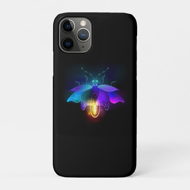 Neon Firefly auf schwarz Case-Mate iPhone Hülle (Rückseite)