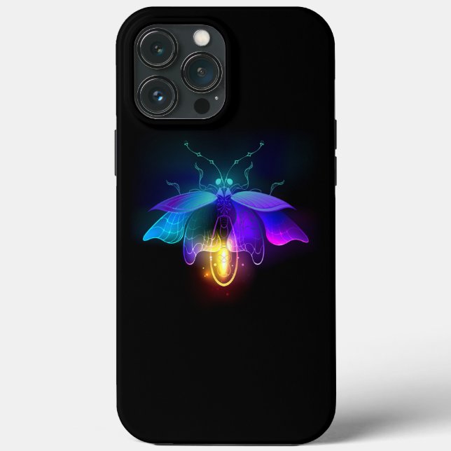 Neon Firefly auf schwarz Case-Mate iPhone Hülle (Rückseite)