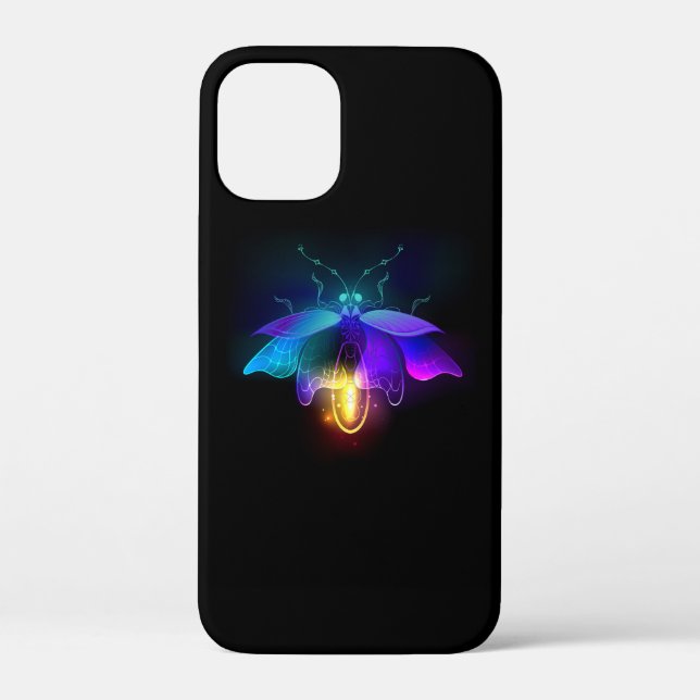 Neon Firefly auf schwarz Case-Mate iPhone Hülle (Rückseite)