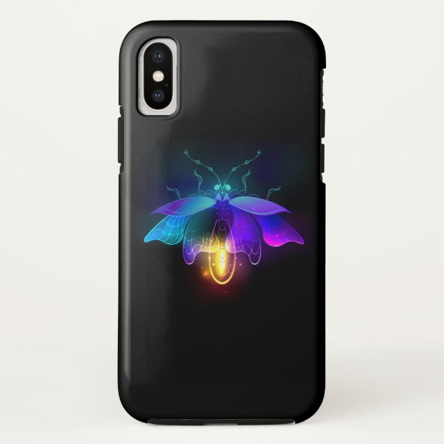 Neon Firefly auf schwarz Case-Mate iPhone Hülle (Rückseite)
