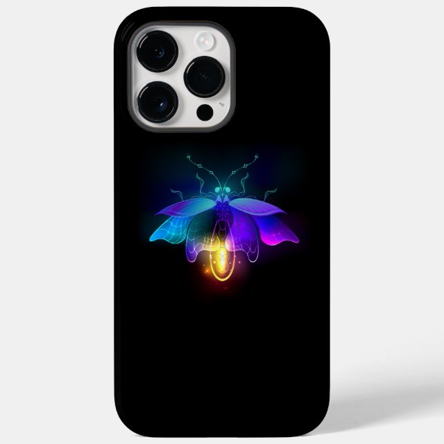Neon Firefly auf schwarz Case-Mate iPhone Hülle (Rückseite)