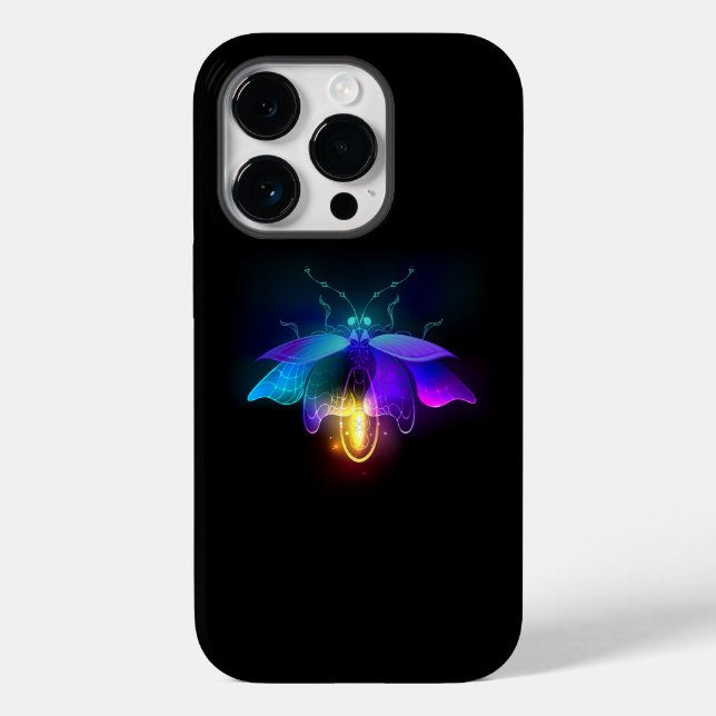 Neon Firefly auf schwarz Case-Mate iPhone Hülle (Rückseite)