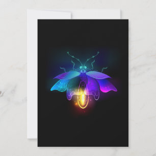 Neon Firefly auf schwarz Dankeskarte