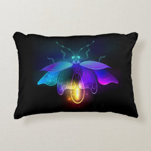 Neon Firefly auf schwarz Dekokissen