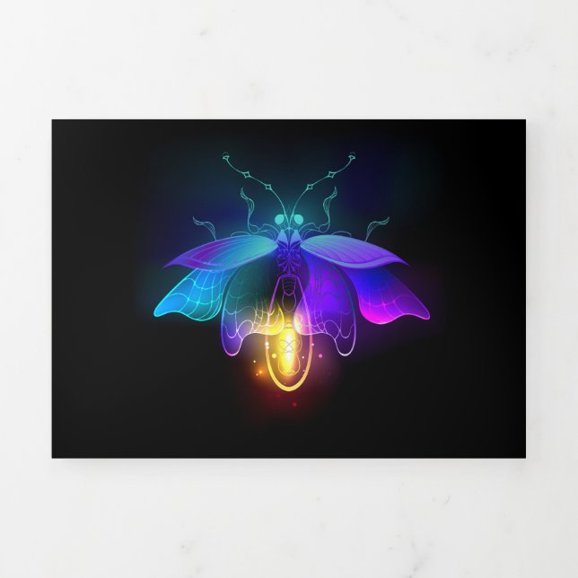 Neon Firefly auf schwarz Dreifach-gefaltete Programmkarte (Cover)