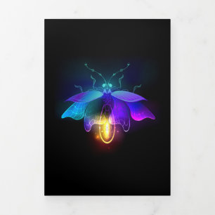 Neon Firefly auf schwarz Dreifach Gefaltete Urlaubskarte