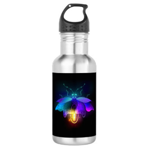 Neon Firefly auf schwarz Edelstahlflasche