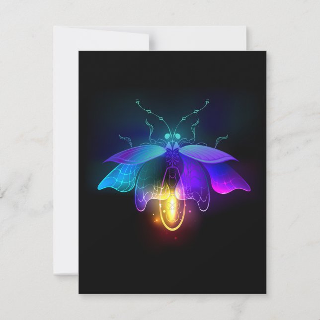 Neon Firefly auf schwarz Einladung (Vorderseite)