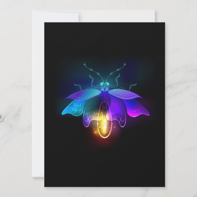 Neon Firefly auf schwarz Einladung (Vorderseite)