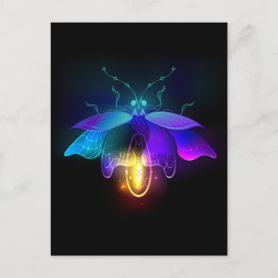 Neon Firefly auf schwarz Einladungspostkarte