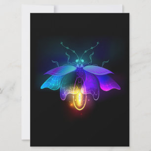 Neon Firefly auf schwarz Feiertagskarte
