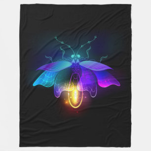 Neon Firefly auf schwarz Fleecedecke
