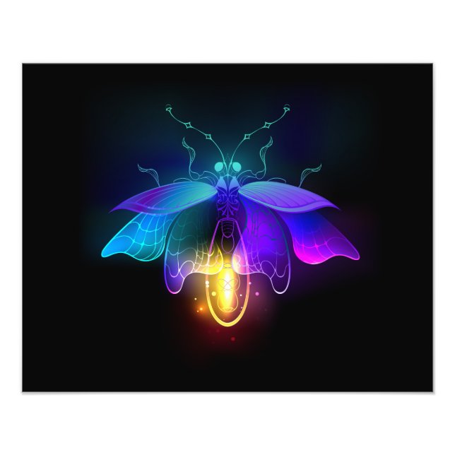 Neon Firefly auf schwarz Fotodruck (Vorne)