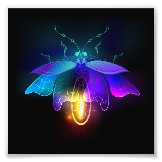 Neon Firefly auf schwarz Fotodruck (Vorne)