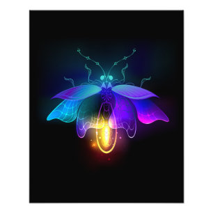 Neon Firefly auf schwarz Fotodruck