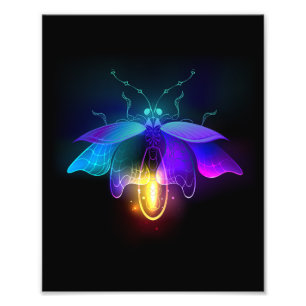 Neon Firefly auf schwarz Fotodruck