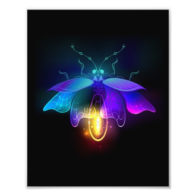 Neon Firefly auf schwarz Fotodruck (Vorne)