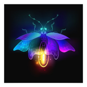 Neon Firefly auf schwarz Fotodruck