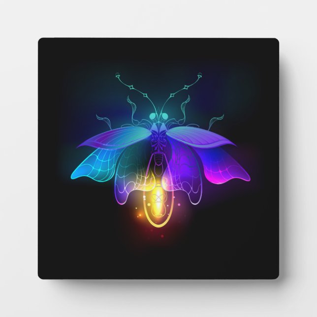 Neon Firefly auf schwarz Fotoplatte (Vorderseite)