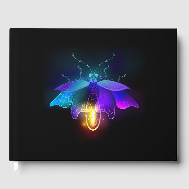Neon Firefly auf schwarz Gästebuch (Vorderseite)