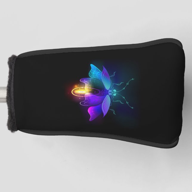 Neon Firefly auf schwarz Golf Headcover (Vorderseite)