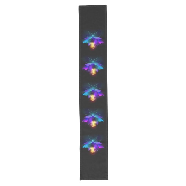Neon Firefly auf schwarz Großer Tischläufer (Vorderseite)