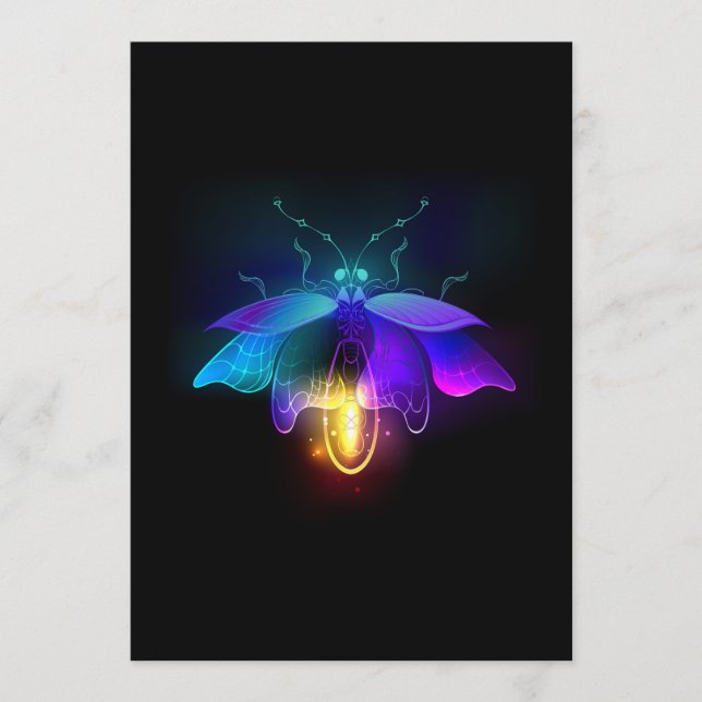 Neon Firefly auf schwarz Hinweiskarte (Vorderseite)