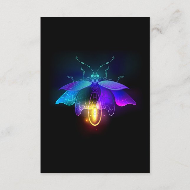 Neon Firefly auf schwarz Hinweiskarte (Vorderseite)