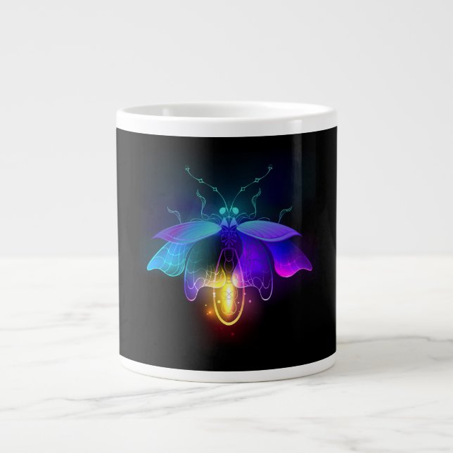 Neon Firefly auf schwarz Jumbo-Tasse (Vorderseite)