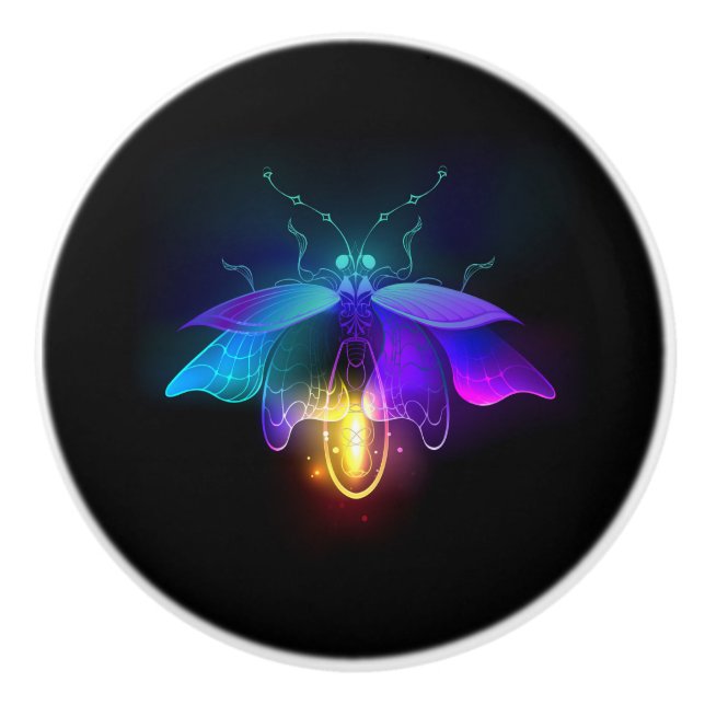 Neon Firefly auf schwarz Keramikknauf (Vorderseite)