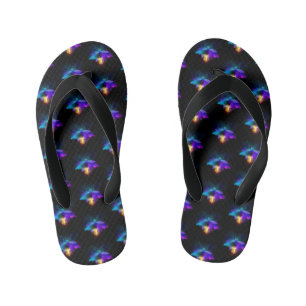 Neon Firefly auf schwarz Kinderbadesandalen