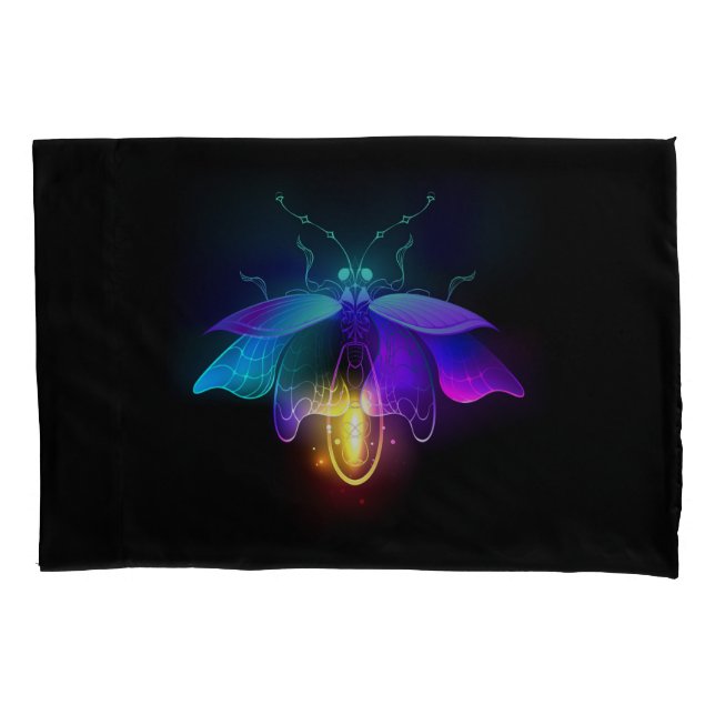 Neon Firefly auf schwarz Kissenbezug (Vorderseite)