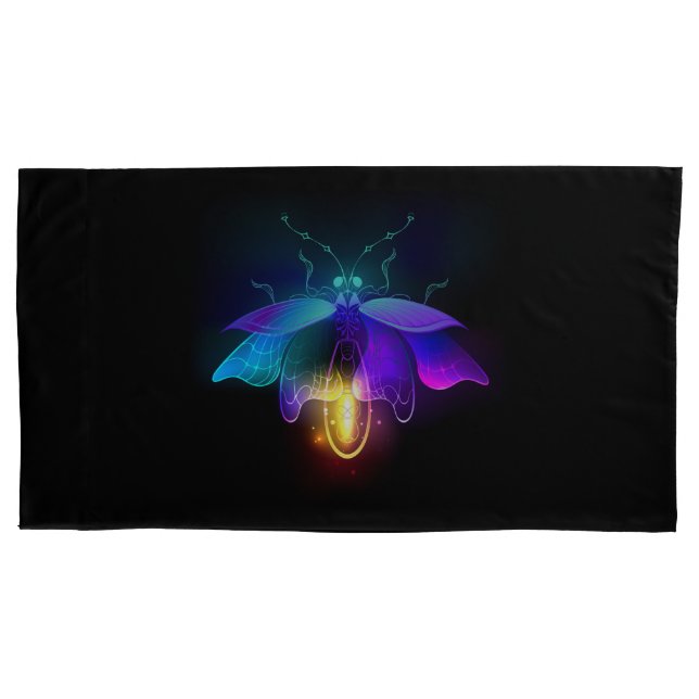 Neon Firefly auf schwarz Kissenbezug (Vorderseite)