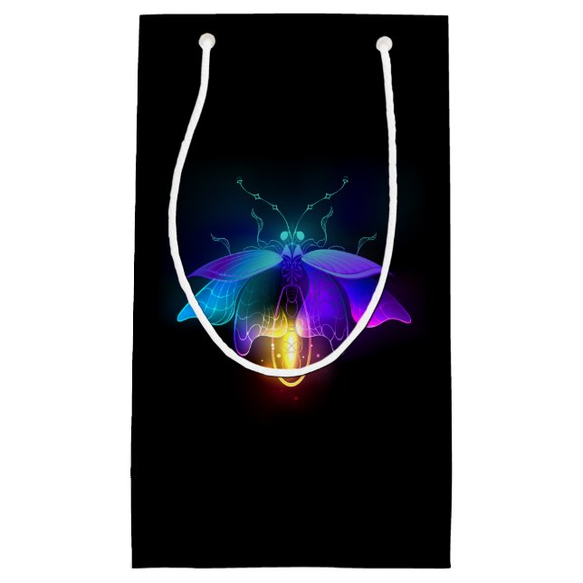 Neon Firefly auf schwarz Kleine Geschenktüte (Vorderseite)