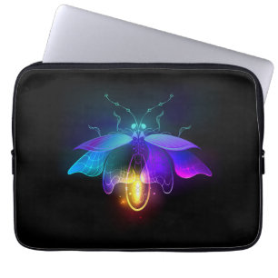 Neon Firefly auf schwarz Laptopschutzhülle