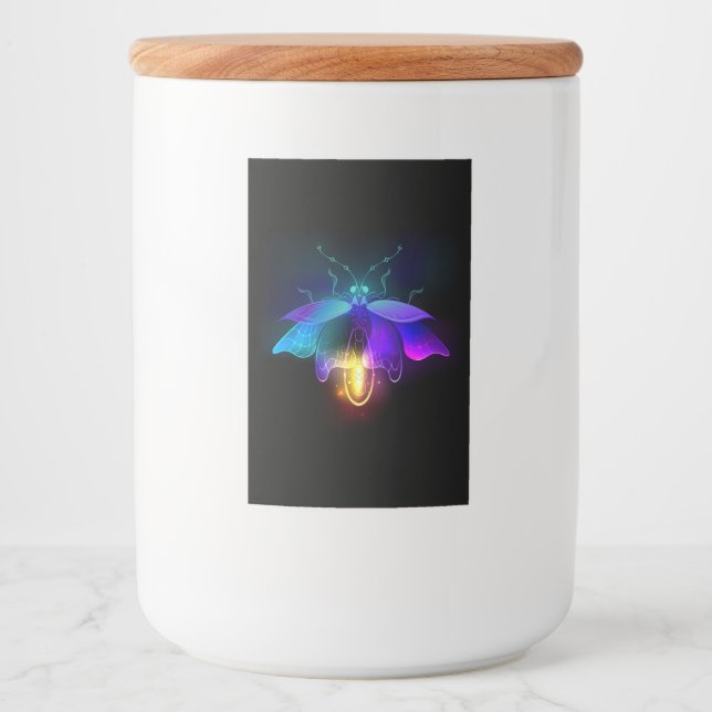 Neon Firefly auf schwarz Lebensmitteletikett (Vorderseite)