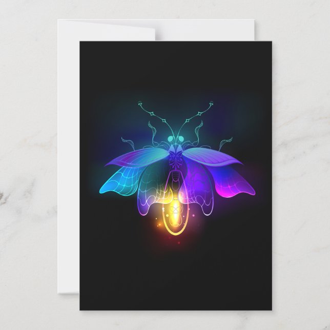 Neon Firefly auf schwarz Magneteinladung (Vorderseite)