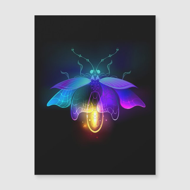 Neon Firefly auf schwarz Magneteinladung (Vorderseite)