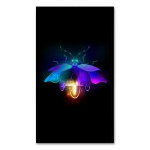 Neon Firefly auf schwarz Magnetische Visitenkarte