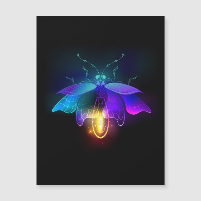 Neon Firefly auf schwarz Magnetkarte (Vorderseite)