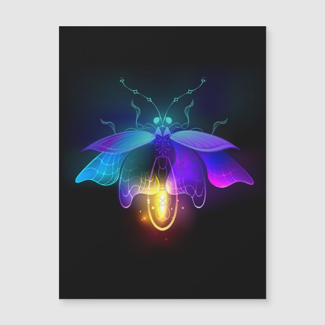 Neon Firefly auf schwarz Magnetkarte (Vorderseite)
