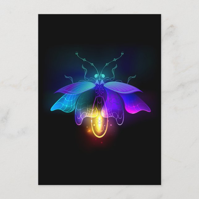 Neon Firefly auf schwarz Menükarte (Vorderseite)
