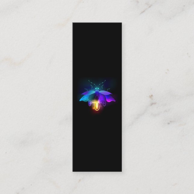 Neon Firefly auf schwarz Mini Visitenkarte (Vorderseite)