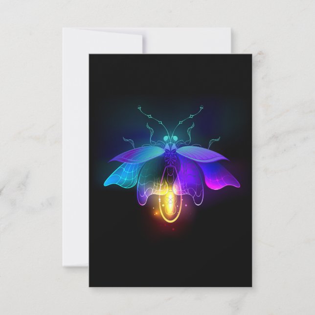 Neon Firefly auf schwarz Mitteilungskarte (Vorderseite)