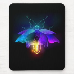 Neon Firefly auf schwarz Mousepad