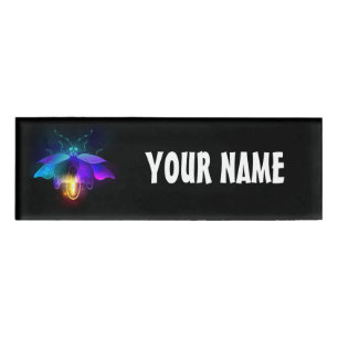 Neon Firefly auf schwarz Namenschild